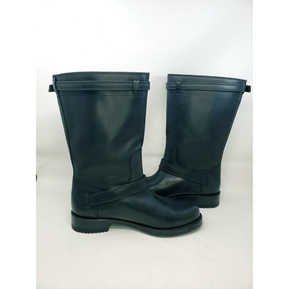 BOTTEGA VENETA Mens Genuine Black Leather Buckle/Zip Moto Boot Sz 44/10 Italy 04